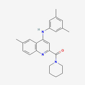 molecular formula C24H27N3O B2464568 (4-((3,5-Dimethylphenyl)amino)-6-methylquinolin-2-yl)(piperidin-1-yl)methanone CAS No. 1226450-92-5