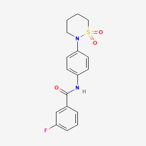 molecular formula C17H17FN2O3S B2464586 N-[4-(1,1-dioxothiazinan-2-yl)phenyl]-3-fluorobenzamide CAS No. 899976-01-3