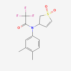molecular formula C14H14F3NO3S B2464587 N-(3,4-dimethylphenyl)-N-(1,1-dioxo-2,3-dihydrothiophen-3-yl)-2,2,2-trifluoroacetamide CAS No. 325984-99-4