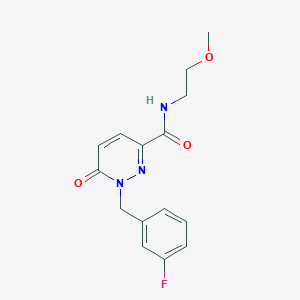 molecular formula C15H16FN3O3 B2464593 1-(3-fluorobenzyl)-N-(2-methoxyethyl)-6-oxo-1,6-dihydropyridazine-3-carboxamide CAS No. 1049559-73-0