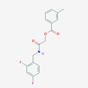 molecular formula C17H15F2NO3 B2464594 2-((2,4-Difluorobenzyl)amino)-2-oxoethyl 3-methylbenzoate CAS No. 1291859-12-5