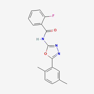 molecular formula C17H14FN3O2 B2464600 N-[5-(2,5-dimethylphenyl)-1,3,4-oxadiazol-2-yl]-2-fluorobenzamide CAS No. 891123-05-0