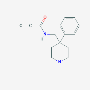 molecular formula C17H22N2O B2464607 N-[(1-Methyl-4-phenylpiperidin-4-yl)methyl]but-2-ynamide CAS No. 2411319-13-4