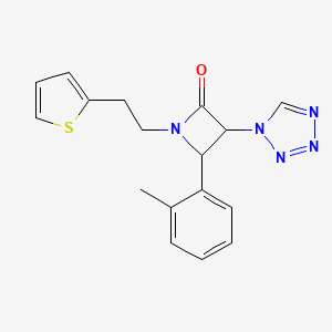 molecular formula C17H17N5OS B2464610 4-(2-methylphenyl)-3-(1H-1,2,3,4-tetrazol-1-yl)-1-[2-(thiophen-2-yl)ethyl]azetidin-2-one CAS No. 1241316-69-7