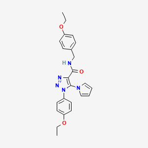 molecular formula C24H25N5O3 B2464611 1-(4-ethoxyphenyl)-N-[(4-ethoxyphenyl)methyl]-5-(1H-pyrrol-1-yl)-1H-1,2,3-triazole-4-carboxamide CAS No. 2320547-17-7