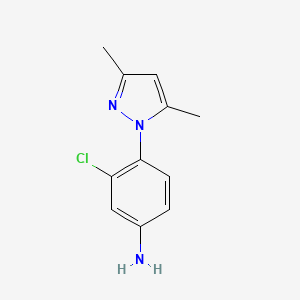 molecular formula C11H12ClN3 B2464619 3-chloro-4-(3,5-dimethyl-1H-pyrazol-1-yl)aniline CAS No. 50964-19-7