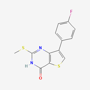 molecular formula C13H9FN2OS2 B2464622 7-(4-fluorophenyl)-2-(methylsulfanyl)thieno[3,2-d]pyrimidin-4(3H)-one CAS No. 1291486-92-4