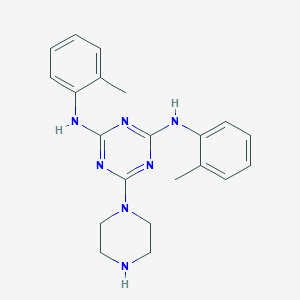 molecular formula C21H25N7 B246463 N-(2-methylphenyl)-N-[4-(1-piperazinyl)-6-(2-toluidino)-1,3,5-triazin-2-yl]amine 