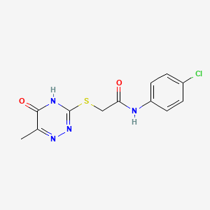 molecular formula C12H11ClN4O2S B2464631 N-(4-chlorophenyl)-2-((6-methyl-5-oxo-4,5-dihydro-1,2,4-triazin-3-yl)thio)acetamide CAS No. 626206-95-9