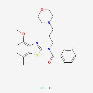 molecular formula C23H28ClN3O3S B2464644 N-(4-methoxy-7-methylbenzo[d]thiazol-2-yl)-N-(3-morpholinopropyl)benzamide hydrochloride CAS No. 1329853-35-1