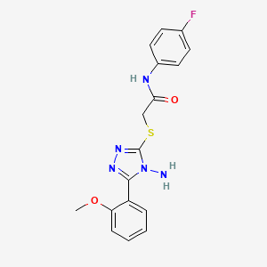 molecular formula C17H16FN5O2S B2464655 2-{[4-amino-5-(2-methoxyphenyl)-4H-1,2,4-triazol-3-yl]sulfanyl}-N-(4-fluorophenyl)acetamide CAS No. 735323-84-9