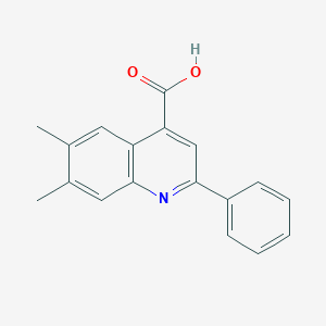 molecular formula C18H15NO2 B2464658 6,7-Dimethyl-2-phenylquinoline-4-carboxylic acid CAS No. 855165-44-5