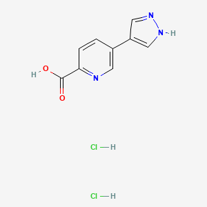 molecular formula C9H9Cl2N3O2 B2464661 5-(1H-Pyrazol-4-yl)pyridine-2-carboxylic acid;dihydrochloride CAS No. 2413886-67-4