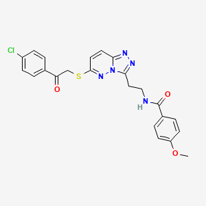 molecular formula C23H20ClN5O3S B2464664 N-(2-(6-((2-(4-chlorophenyl)-2-oxoethyl)thio)-[1,2,4]triazolo[4,3-b]pyridazin-3-yl)ethyl)-4-methoxybenzamide CAS No. 872996-39-9