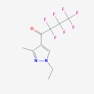 molecular formula C10H9F7N2O B2464665 1-(1-ethyl-3-methyl-1H-pyrazol-4-yl)-2,2,3,3,4,4,4-heptafluorobutan-1-one CAS No. 1174835-54-1