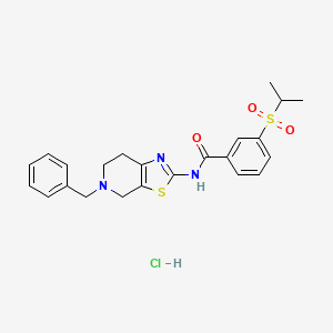molecular formula C23H26ClN3O3S2 B2464668 N-(5-benzyl-4,5,6,7-tetrahydrothiazolo[5,4-c]pyridin-2-yl)-3-(isopropylsulfonyl)benzamide hydrochloride CAS No. 1189872-44-3