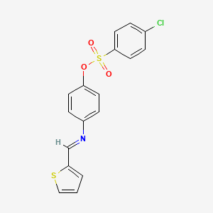 molecular formula C17H12ClNO3S2 B2464669 [4-(Thiophen-2-ylmethylideneamino)phenyl] 4-chlorobenzenesulfonate CAS No. 328287-38-3