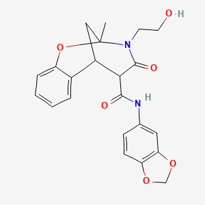 N-(benzo[d][1,3]dioxol-5-yl)-3-(2-hydroxyethyl)-2-methyl-4-oxo-3,4,5,6-tetrahydro-2H-2,6-methanobenzo[g][1,3]oxazocine-5-carboxamide
