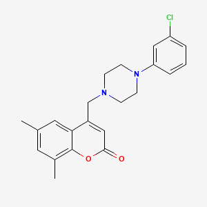 molecular formula C22H23ClN2O2 B2464680 4-[[4-(3-Chlorophenyl)piperazin-1-yl]methyl]-6,8-dimethylchromen-2-one CAS No. 850743-54-3