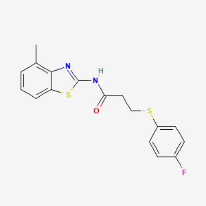 molecular formula C17H15FN2OS2 B2464686 3-((4-fluorophenyl)thio)-N-(4-methylbenzo[d]thiazol-2-yl)propanamide CAS No. 896351-18-1