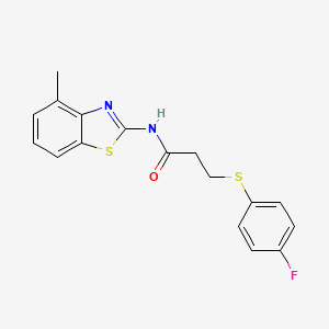 molecular formula C17H15FN2OS2 B2464686 3-((4-氟苯基)硫代)-N-(4-甲基苯并[d]噻唑-2-基)丙酰胺 CAS No. 896351-18-1