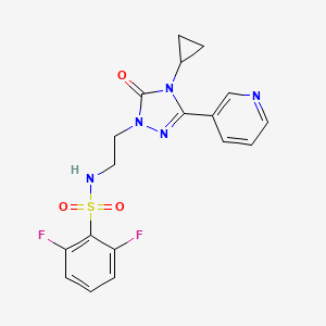 molecular formula C18H17F2N5O3S B2464692 N-(2-(4-cyclopropyl-5-oxo-3-(pyridin-3-yl)-4,5-dihydro-1H-1,2,4-triazol-1-yl)ethyl)-2,6-difluorobenzenesulfonamide CAS No. 1787917-56-9