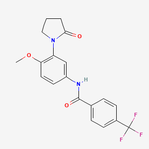 molecular formula C19H17F3N2O3 B2464700 N-(4-methoxy-3-(2-oxopyrrolidin-1-yl)phenyl)-4-(trifluoromethyl)benzamide CAS No. 922904-29-8