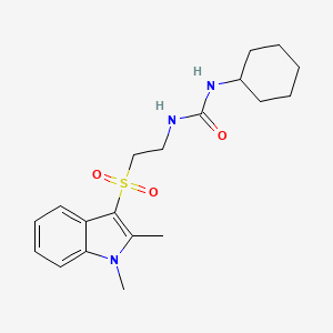 molecular formula C19H27N3O3S B2464703 1-cyclohexyl-3-(2-((1,2-dimethyl-1H-indol-3-yl)sulfonyl)ethyl)urea CAS No. 946299-13-4