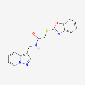 molecular formula C17H14N4O2S B2464713 2-(benzo[d]oxazol-2-ylthio)-N-(pyrazolo[1,5-a]pyridin-3-ylmethyl)acetamide CAS No. 1396862-69-3