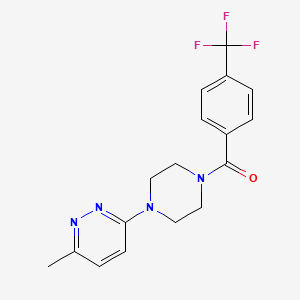 molecular formula C17H17F3N4O B2464723 (4-(6-Methylpyridazin-3-yl)piperazin-1-yl)(4-(trifluoromethyl)phenyl)methanone CAS No. 1269371-51-8