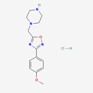 molecular formula C14H20Cl2N4O2 B2464744 1-{[3-(4-甲氧基苯基)-1,2,4-恶二唑-5-基]甲基}哌嗪盐酸盐 CAS No. 1052553-32-8