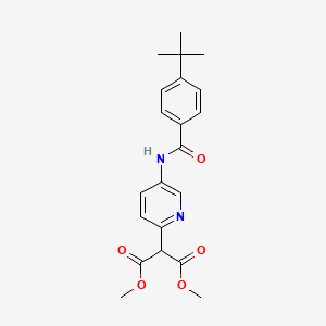 molecular formula C21H24N2O5 B2464746 Dimethyl 2-(5-{[4-(tert-butyl)benzoyl]amino}-2-pyridinyl)malonate CAS No. 861209-83-8
