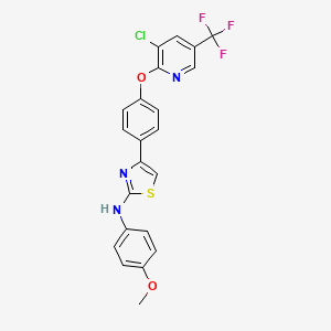 molecular formula C22H15ClF3N3O2S B2464750 4-[4-[3-chloro-5-(trifluoromethyl)pyridin-2-yl]oxyphenyl]-N-(4-methoxyphenyl)-1,3-thiazol-2-amine CAS No. 1024375-85-6