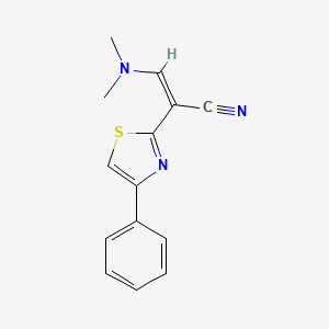 molecular formula C14H13N3S B2464755 (Z)-3-(dimethylamino)-2-(4-phenyl-1,3-thiazol-2-yl)-2-propenenitrile CAS No. 691879-58-0
