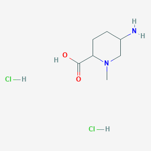 molecular formula C7H16Cl2N2O2 B2464759 5-Amino-1-methylpiperidine-2-carboxylic acid;dihydrochloride CAS No. 2413869-61-9