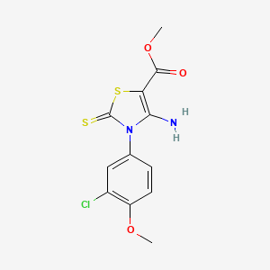 methyl 4-amino-3-(3-chloro-4-methoxyphenyl)-2-sulfanylidene-2,3-dihydro-1,3-thiazole-5-carboxylate