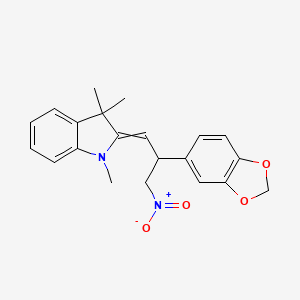 molecular formula C21H22N2O4 B2464776 2-[2-(2H-1,3-苯并二氧杂环-5-基)-3-硝基丙叉基]-1,3,3-三甲基-2,3-二氢-1H-吲哚 CAS No. 325474-57-5
