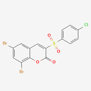 molecular formula C15H7Br2ClO4S B2464793 6,8-dibromo-3-[(4-chlorophenyl)sulfonyl]-2H-chromen-2-one CAS No. 775315-37-2
