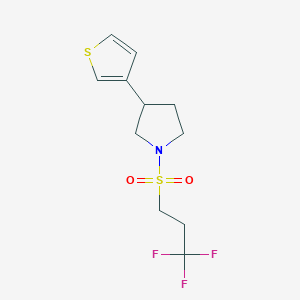 molecular formula C11H14F3NO2S2 B2464803 3-(Thiophen-3-yl)-1-((3,3,3-trifluoropropyl)sulfonyl)pyrrolidine CAS No. 2188202-87-9