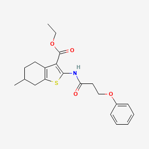 molecular formula C21H25NO4S B2464814 Ethyl 6-methyl-2-(3-phenoxypropanamido)-4,5,6,7-tetrahydrobenzo[b]thiophene-3-carboxylate CAS No. 392249-72-8