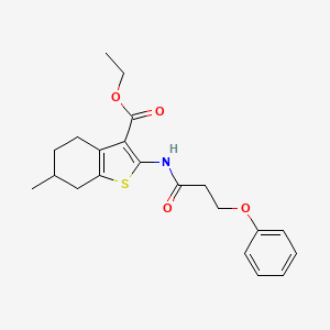 molecular formula C21H25NO4S B2464814 Ethyl-6-Methyl-2-(3-Phenoxypropanamido)-4,5,6,7-Tetrahydrobenzo[b]thiophen-3-carboxylat CAS No. 392249-72-8