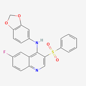 molecular formula C22H15FN2O4S B2464825 3-(benzenesulfonyl)-N-(2H-1,3-benzodioxol-5-yl)-6-fluoroquinolin-4-amine CAS No. 899726-57-9
