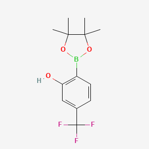 molecular formula C13H16BF3O3 B2464830 2-(4,4,5,5-Tetramethyl-1,3,2-dioxaborolan-2-YL)-5-(trifluoromethyl)phenol CAS No. 1638624-76-6