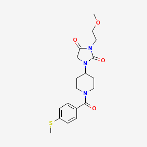 molecular formula C19H25N3O4S B2464839 3-(2-Methoxyethyl)-1-(1-(4-(methylthio)benzoyl)piperidin-4-yl)imidazolidine-2,4-dione CAS No. 2194847-33-9