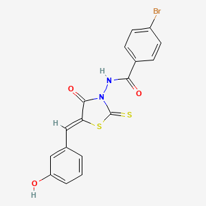 molecular formula C17H11BrN2O3S2 B2464845 4-bromo-N-[(5Z)-5-[(3-hydroxyphenyl)methylidene]-4-oxo-2-sulfanylidene-1,3-thiazolidin-3-yl]benzamide CAS No. 299956-07-3