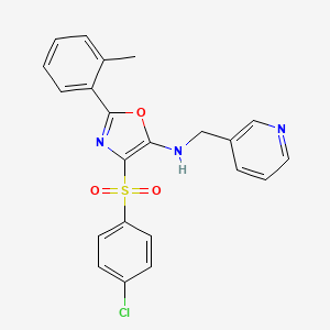 molecular formula C22H18ClN3O3S B2464857 4-(4-chlorophenyl)sulfonyl-2-(2-methylphenyl)-N-(pyridin-3-ylmethyl)-1,3-oxazol-5-amine CAS No. 823828-67-7