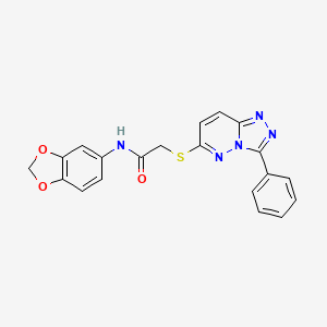 molecular formula C20H15N5O3S B2464860 N-(苯并[d][1,3]二氧杂环-5-基)-2-((3-苯基-[1,2,4]三唑并[4,3-b]哒嗪-6-基)硫代)乙酰胺 CAS No. 852372-58-8