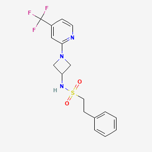 molecular formula C17H18F3N3O2S B2464869 2-Phenyl-N-[1-[4-(trifluoromethyl)pyridin-2-yl]azetidin-3-yl]ethanesulfonamide CAS No. 2415586-02-4