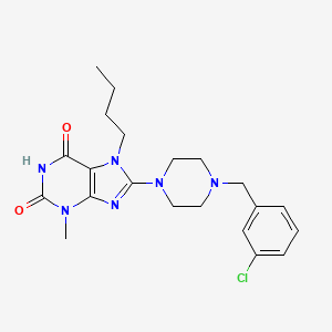 molecular formula C21H27ClN6O2 B2464879 7-丁基-8-(4-(3-氯苄基)哌嗪-1-基)-3-甲基-1H-嘌呤-2,6(3H,7H)-二酮 CAS No. 898437-27-9