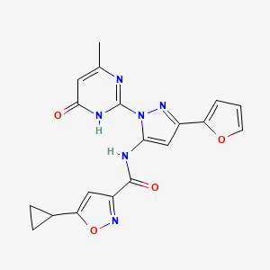 5-cyclopropyl-N-(3-(furan-2-yl)-1-(4-methyl-6-oxo-1,6-dihydropyrimidin-2-yl)-1H-pyrazol-5-yl)isoxazole-3-carboxamide
